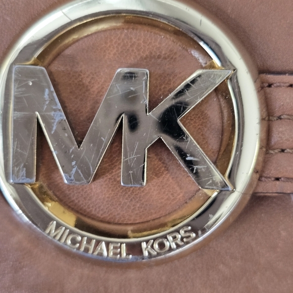 Michael Kors Fulton Brown Leather Crossbody Bag Leather Gold Chain Strap Dustbag - Picture 5 of 16